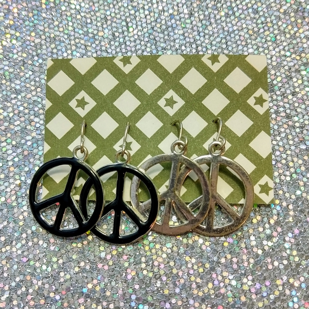 SOLD Set of 2 Peace Sign Earrings
